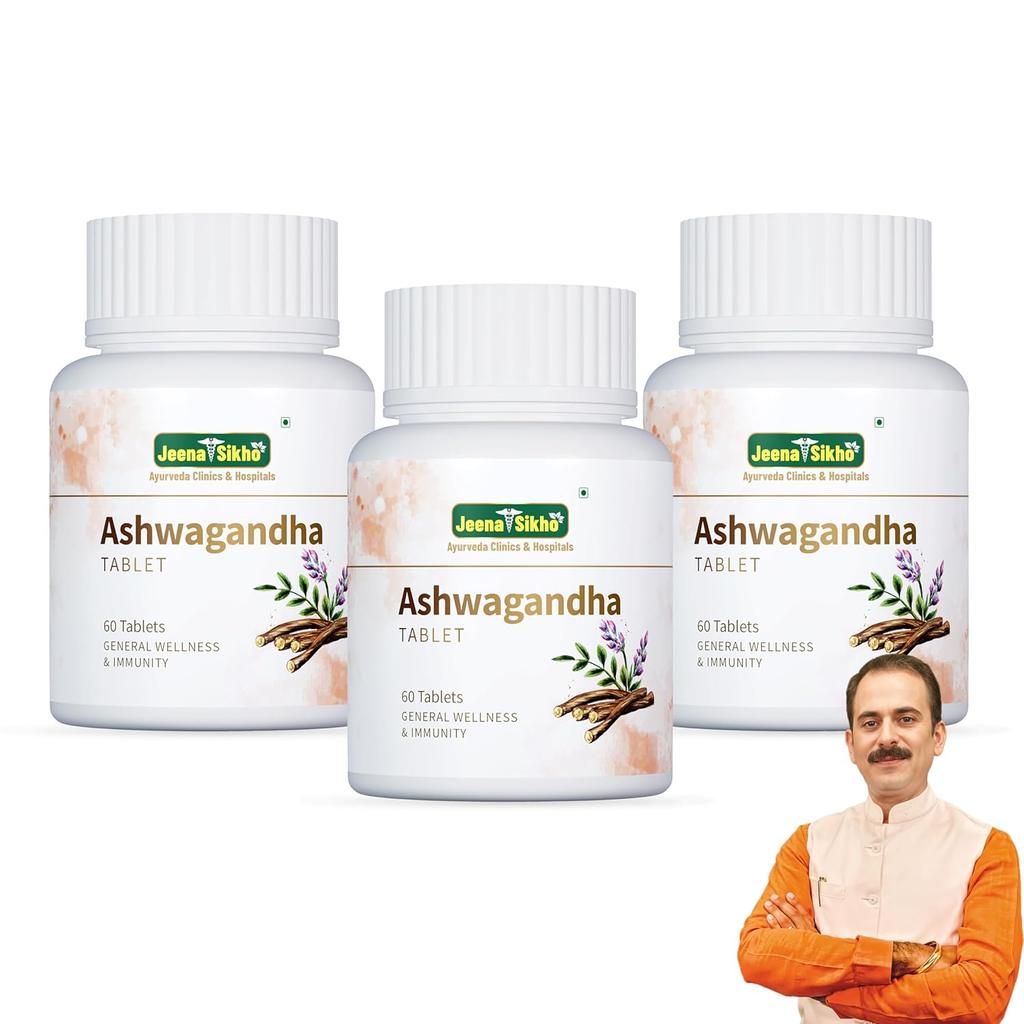 Jeena Sikho Ashwagandha Tablets Pack Of 3 60 Tablets Each Vegetarian Tablets Daily Wellness Energy Focus Herbal Support