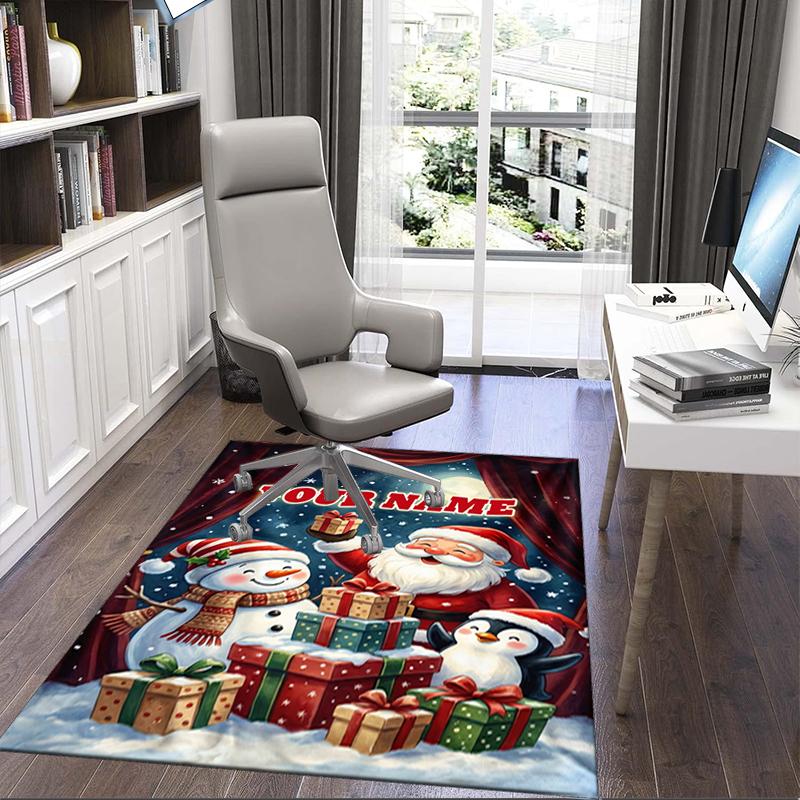 1PC Custom Name Christmas Night Adventure Theme Floor Mat Ideal for Living Room, Game Rooms, Office, Bedroom,Floor Mat Playful Design