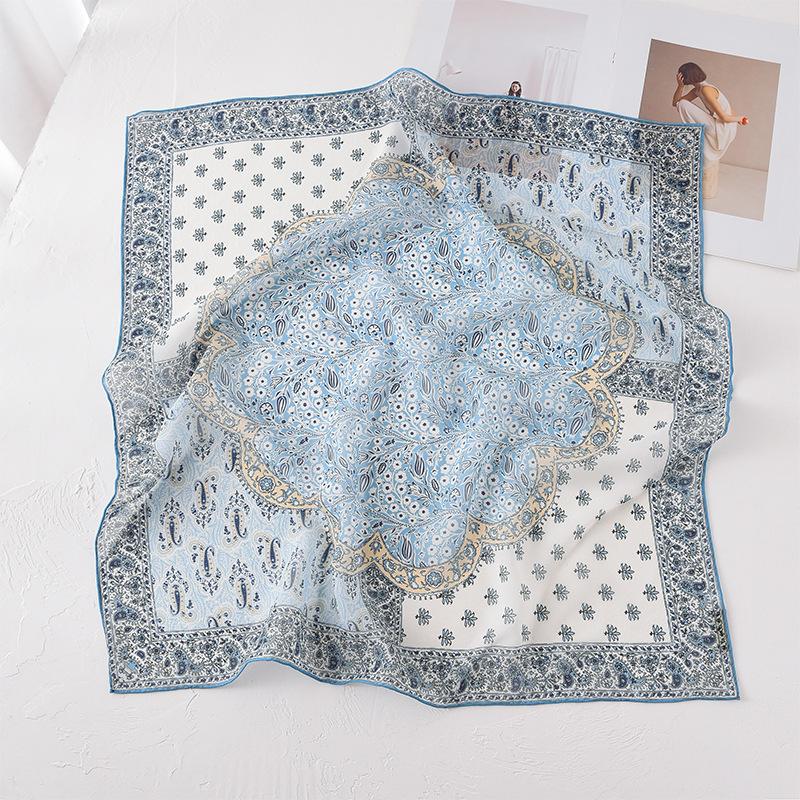 Spring and summer new French light luxury silk georgette silk scarf women s versatile fashion high-end mulberry silk square scarf shawl 67*67