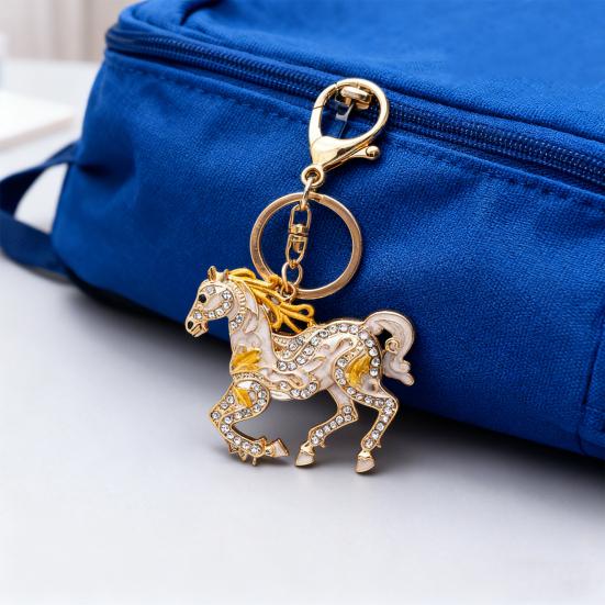 Schlüsselanhänger Anhänger Funkelnde Strasssteine Pferde-Design Metall Schlüsselanhänger Dekorative Schlüsselhalter Freunde