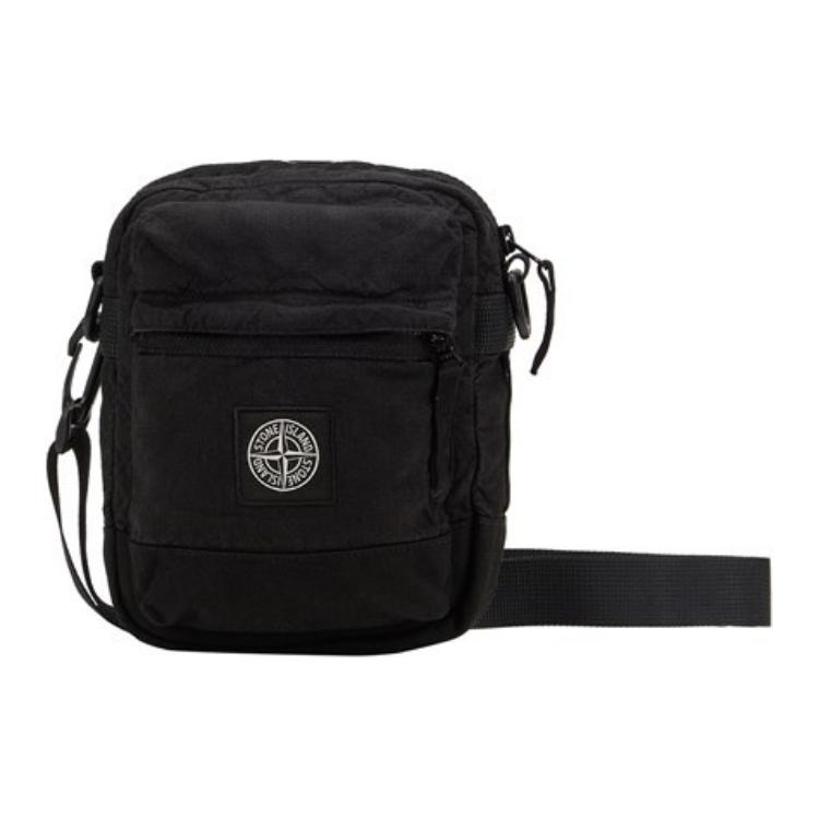 New STONE ISLAND Canvas Shoulder Bag, Crossbody Bag Unisex Black 801590830V0029