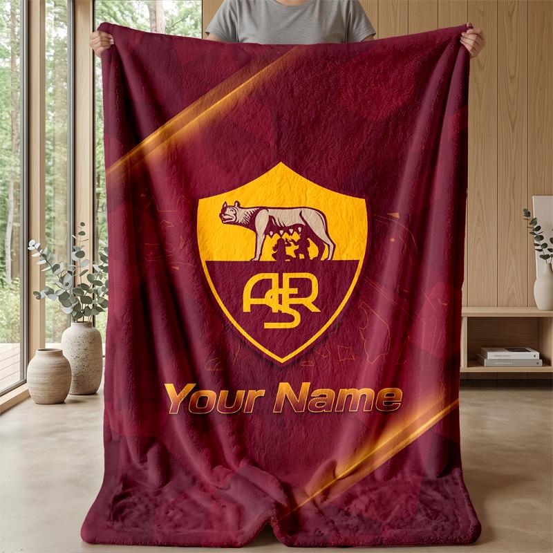 Custom Text Flannel Throw Blanket, Lightweight Cozy Bed Sofa BlanketAS Roma