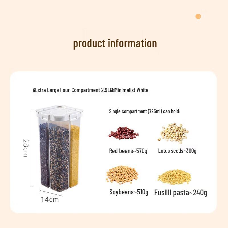 Tali AT376 Extra Large 4-Compartment Grain Storage Container