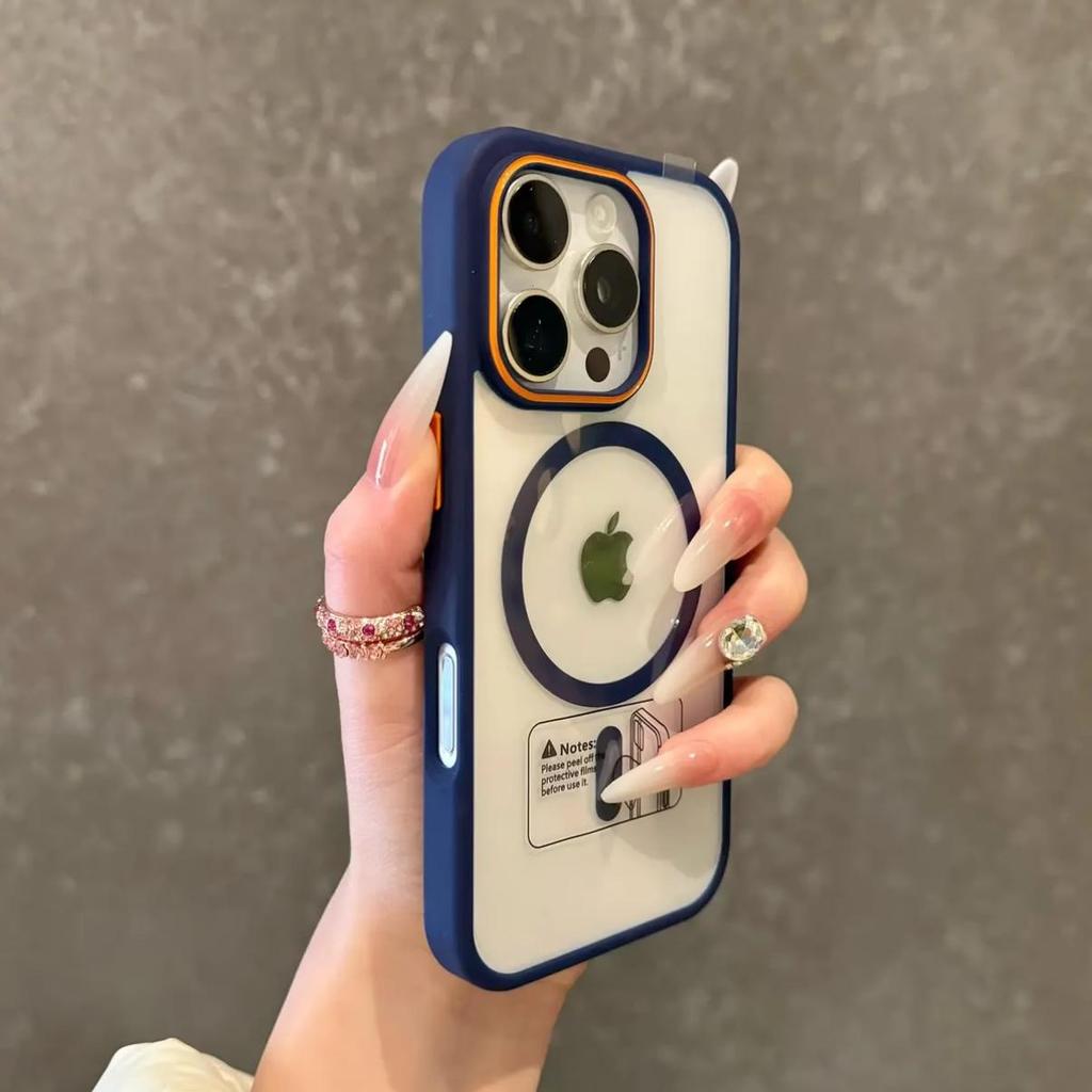 Luxury Transparent Magsasfe Case for iPhone 16 15 14 Plus 13 12 11 Pro Max Color Bumper Shockproof Magnet Wireless Charge Cover