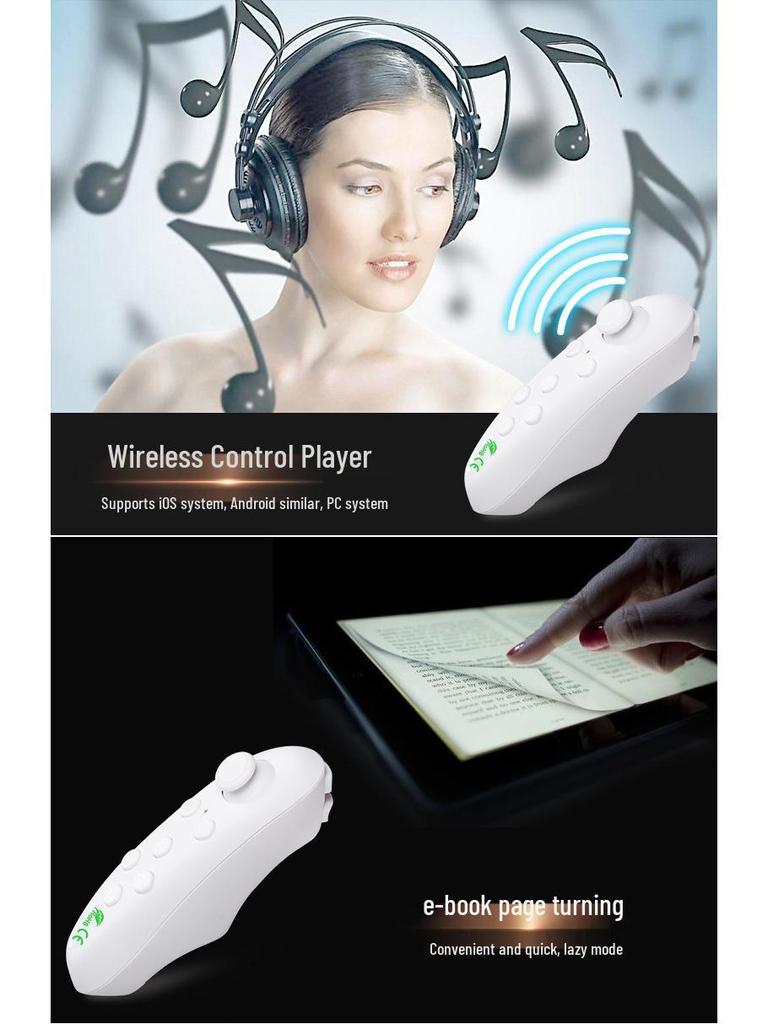 VRPARK Bluetooth VR Remote: Mobile Game Controller, Wireless Mouse, Selfie Control for Android.