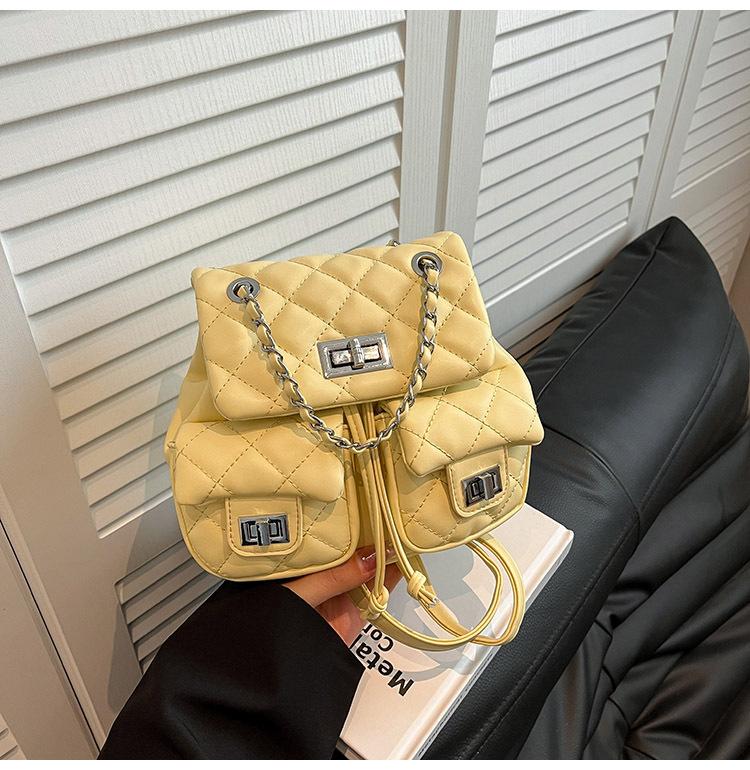 

Korean niche college style backpack 2025 new fashion casual shoulder bag diamond cute multi-pocket backpack жёлтый