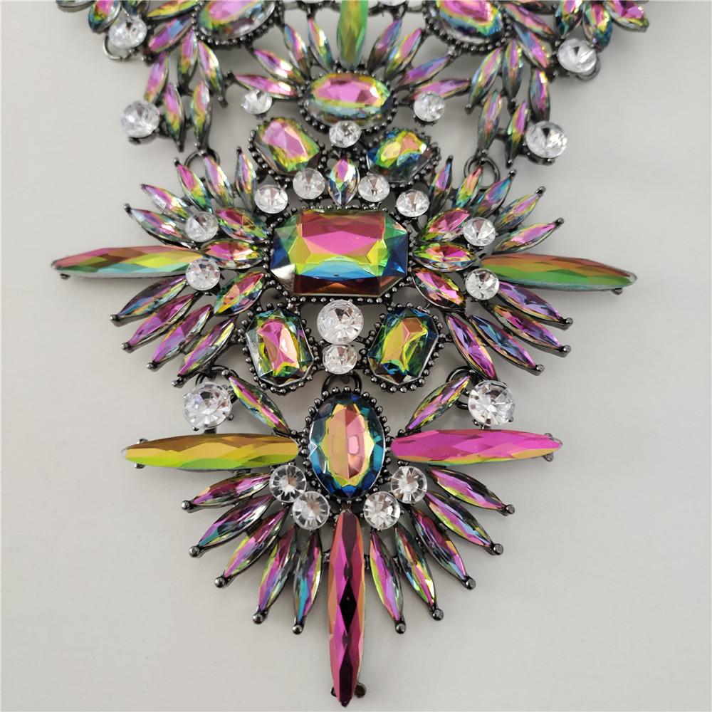 2026 New Colorful AB Crystal Rhinestone Maxi Large Collar Necklace Women Indian Boho Ethnic Vintage Statement Necklace Jewelry