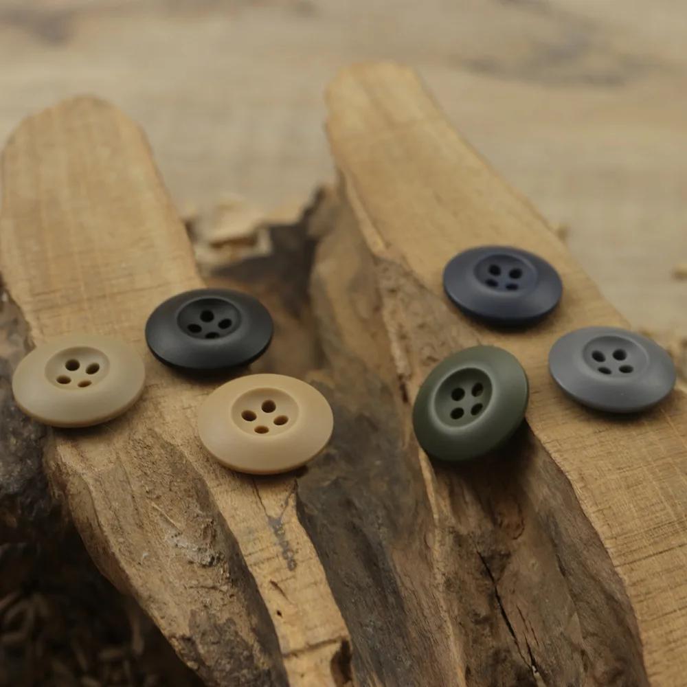 Chaqueta de Pana Verde Militar Botones de Resina Pantalón de Traje Jeans Caqui Azul Oscuro Botones Negros 15mm/18mm/20mm