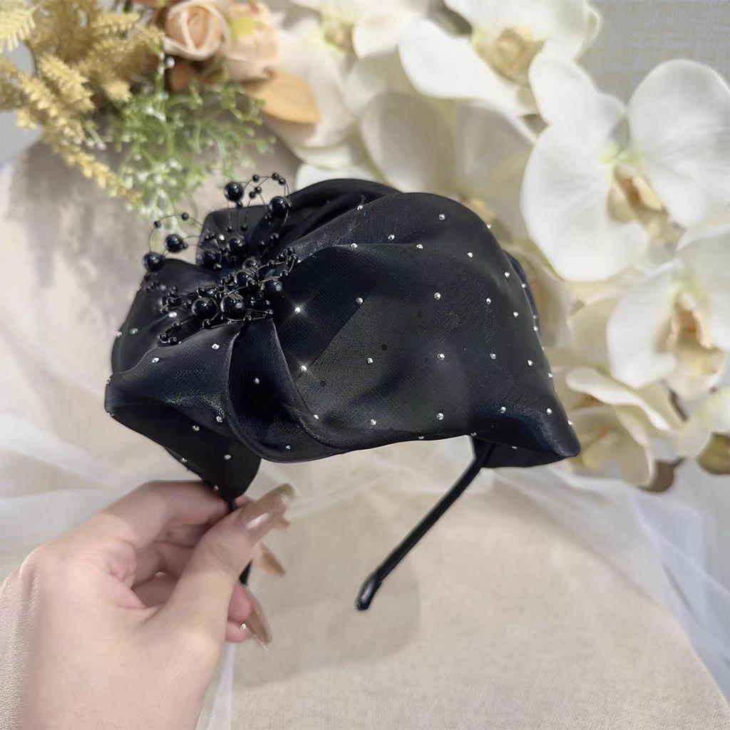 Fascinator Headband Hat for Women Halloween Headwearear with Beaded Hair Accessory Headpiece Hair Decoration for Party