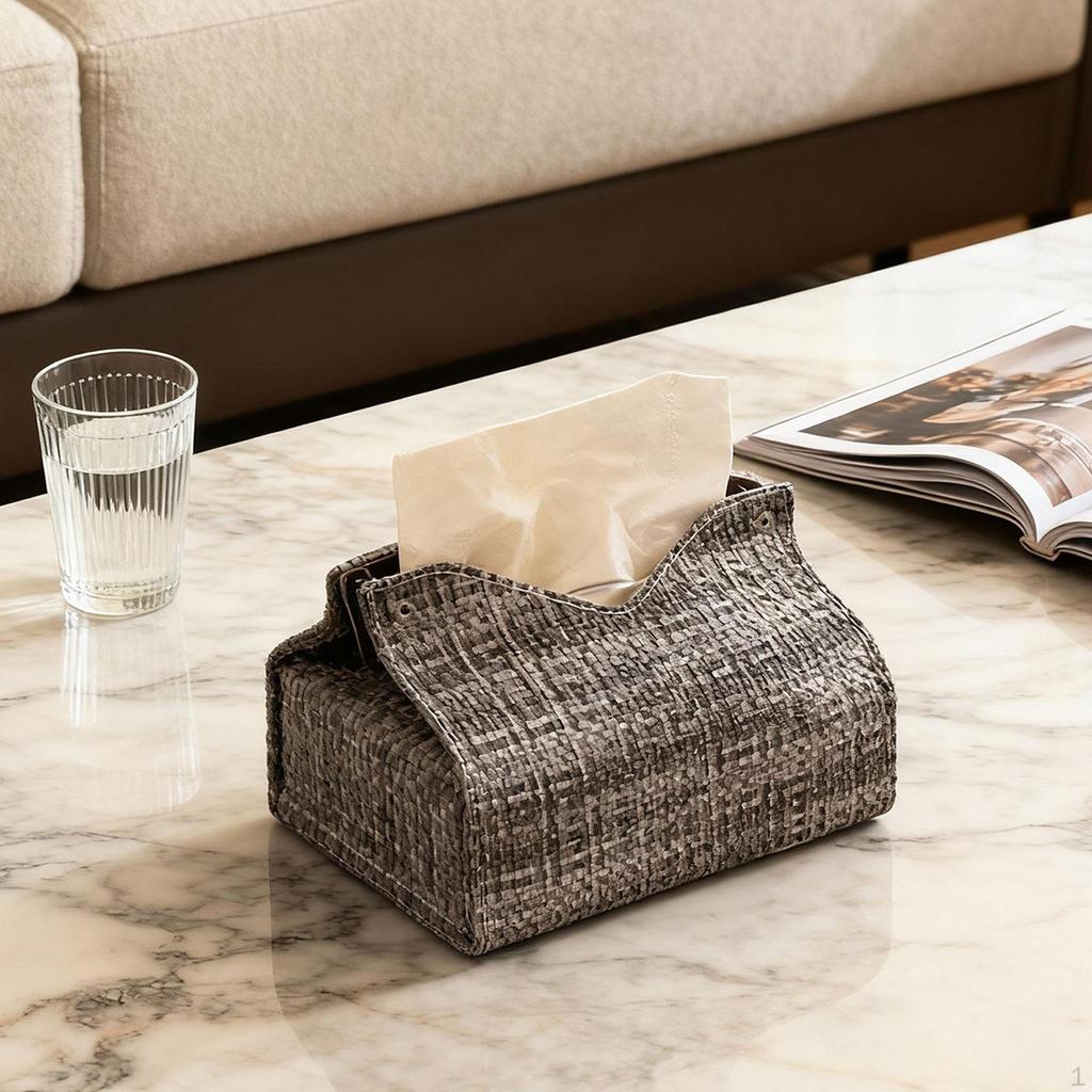 Tissue Box Cover Facial Paper Holder Napkin Organizer Dispenser PU Leather Holder, for