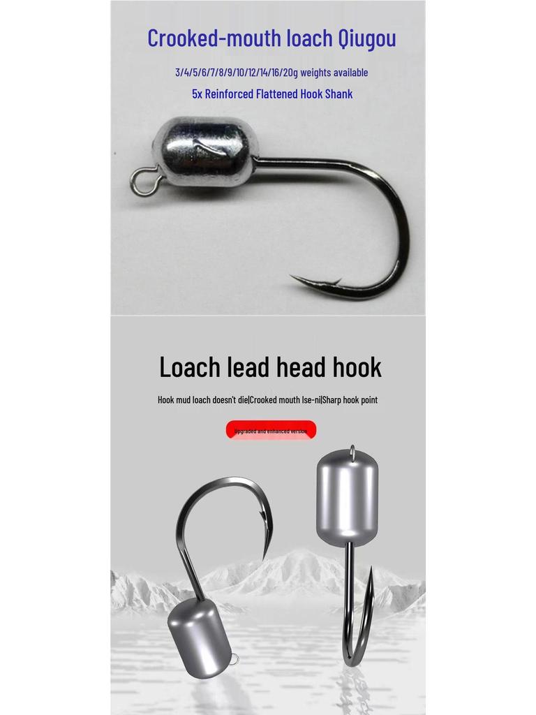 Enhanced Loach Jig Head Hook – Anti-Snag, Soft Bait, 3-20g for Mandarin Fish