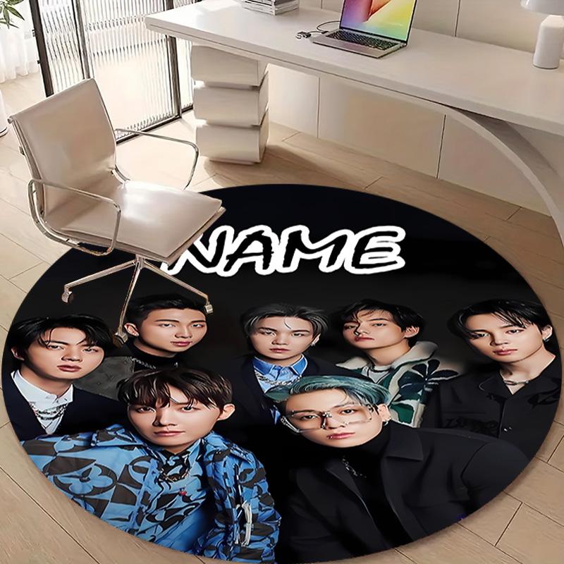 Personalized K-Kpop Team Round Chair Office Rug - Perfect for Mat, Office Chair & More - Ideal Gift for Birthdays and Holidays