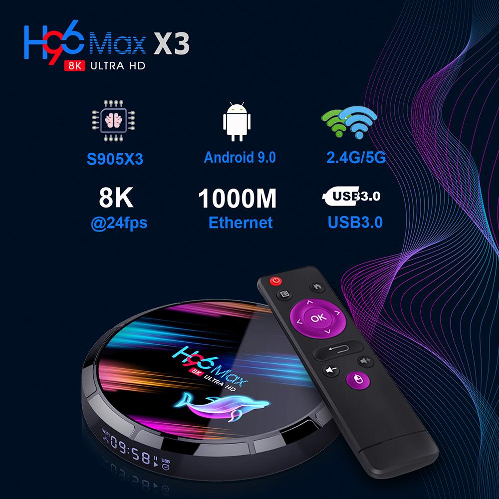 H96 Max X3 Smart TV Box Amlogic S905X3 Android 9.0 1000M Dual Wifi 4K 60fps Media Player 4G 128GB 64GB 32GB Set Top Box