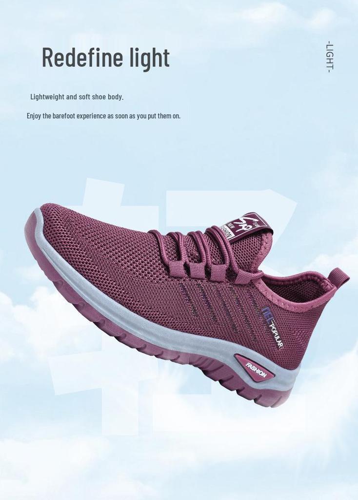 Women's Plus Size Flyknit Breathable Casual Shoes, Versatile and Lightweight with Soft Sole, Low Cut for Everyday Wear.