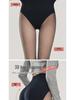 High-Waisted Black Fleece-Lined See-Through Leggings, Tummy Control, Nude Feel, Autumn/Winter Sheer Pantyhose