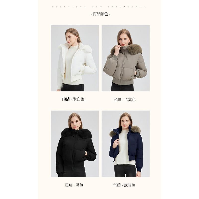 Women S Hooded Short Padded Coat With Faux Fur Collar Casual Warm Winter Jacket