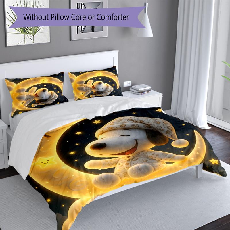 3pcs Happy Puppy pattern bedding set duvet cover set includes duvet cover &pillowcases, perfect all season bedroom decoration & gift
