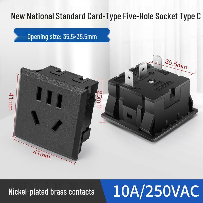 Compact National Standard 2-Pin & 3-Pin 5-Hole Desktop Power Socket Module