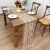 Vintage Embroidery Daisy Table Runner Semi-Transparent Boho Tulle Table Runner Easy To Clean Elegant Floral Tablecloth Birthday