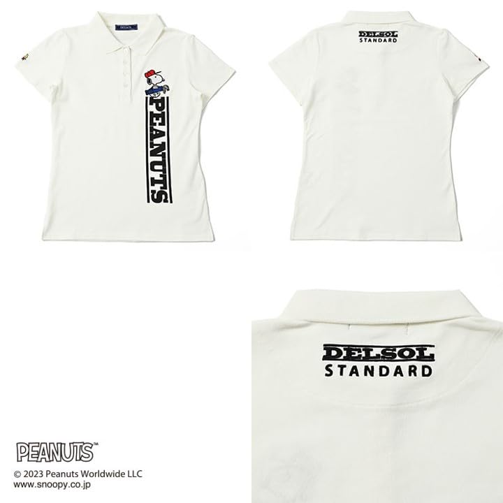 DELSOL X PEANUTS Snoopy Collaboration Short Sleeve Polo Shirt (S, WHITE)