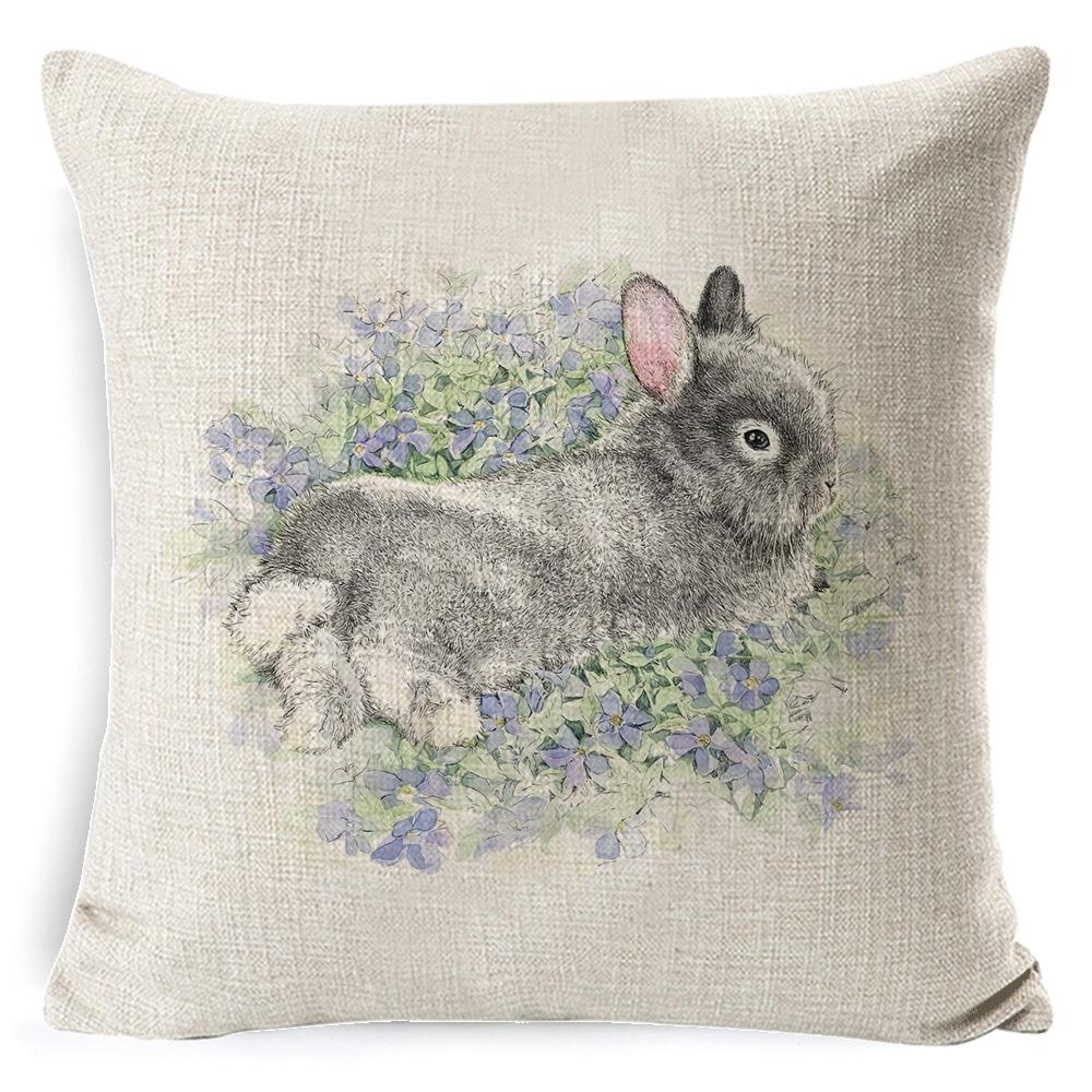 New Digital Printing Easter Theme Pillow Cover Cushion Cover Cute Bunny Truck Animal Pillow Cover