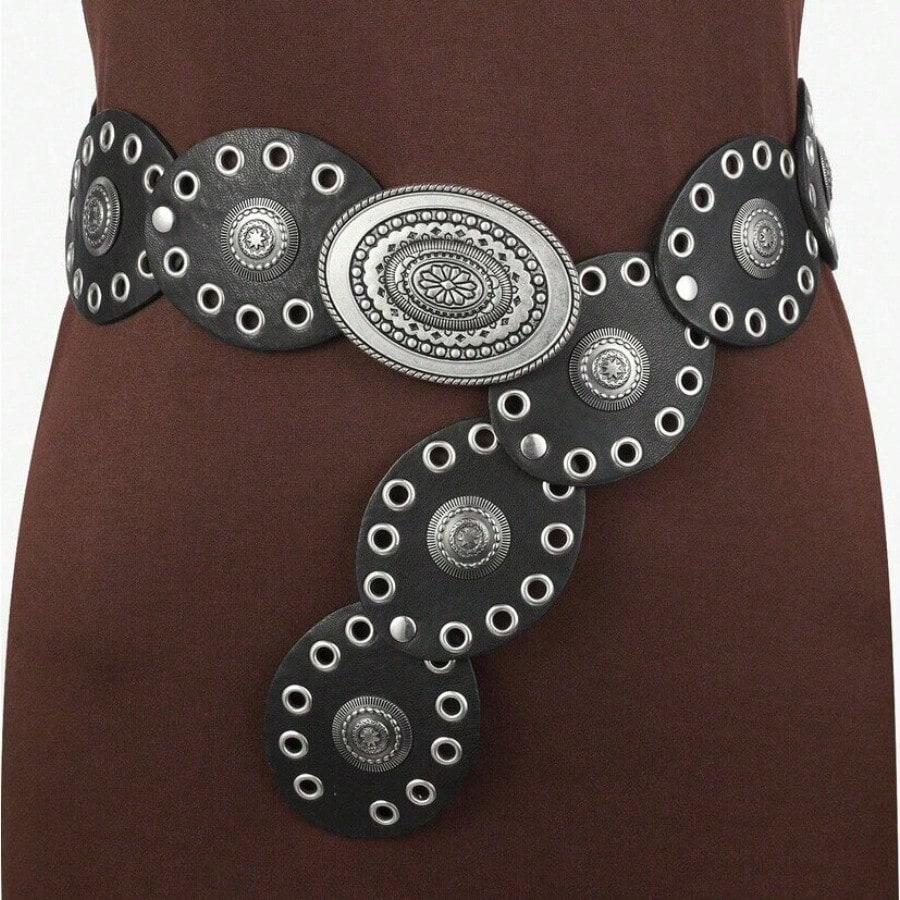 European and American Retro Rivet Round Cake Belt Bohemian Fashion Waist Seal Belt