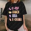 KPop Hand Symbol Unisex Women tops RaUnisex Bubble Tea Boba South Korea Music Lover cotton TShirt Gifts K drama Girl Boy Daughter tees