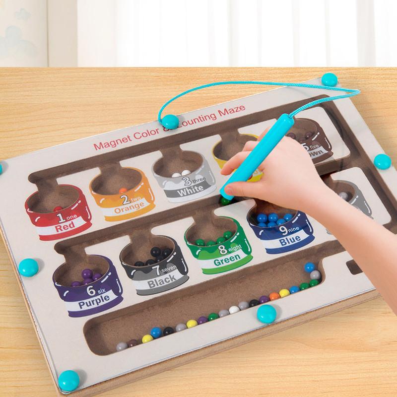 Math Counting Kids Board Toy With Magnetic Moveable Beads For Early Learning