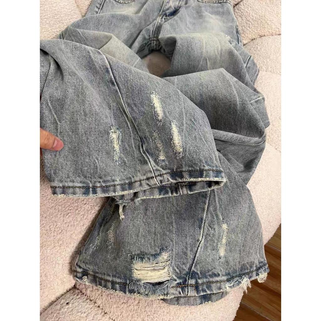 Pantaloni Largi Vintage Versatili cu Picior Lat Modă Femei Găuri Casual Pantaloni Denim Femei Streetwear Femei Blugi 2025