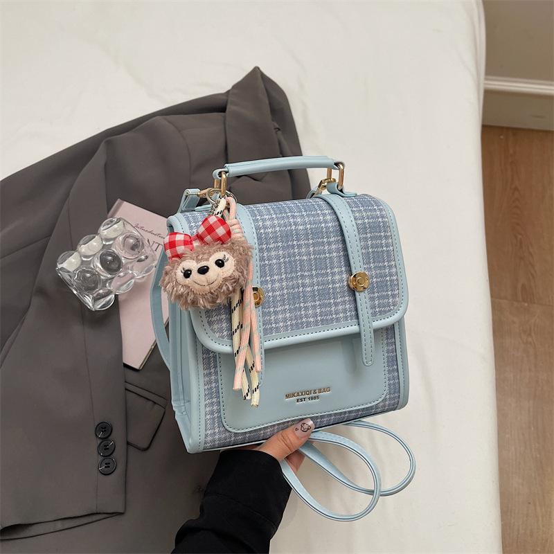 Schoolbag Korean plaid British style backpack women's 1011 new niche foreign style shoulder bag exquisite light luxury messenger bag