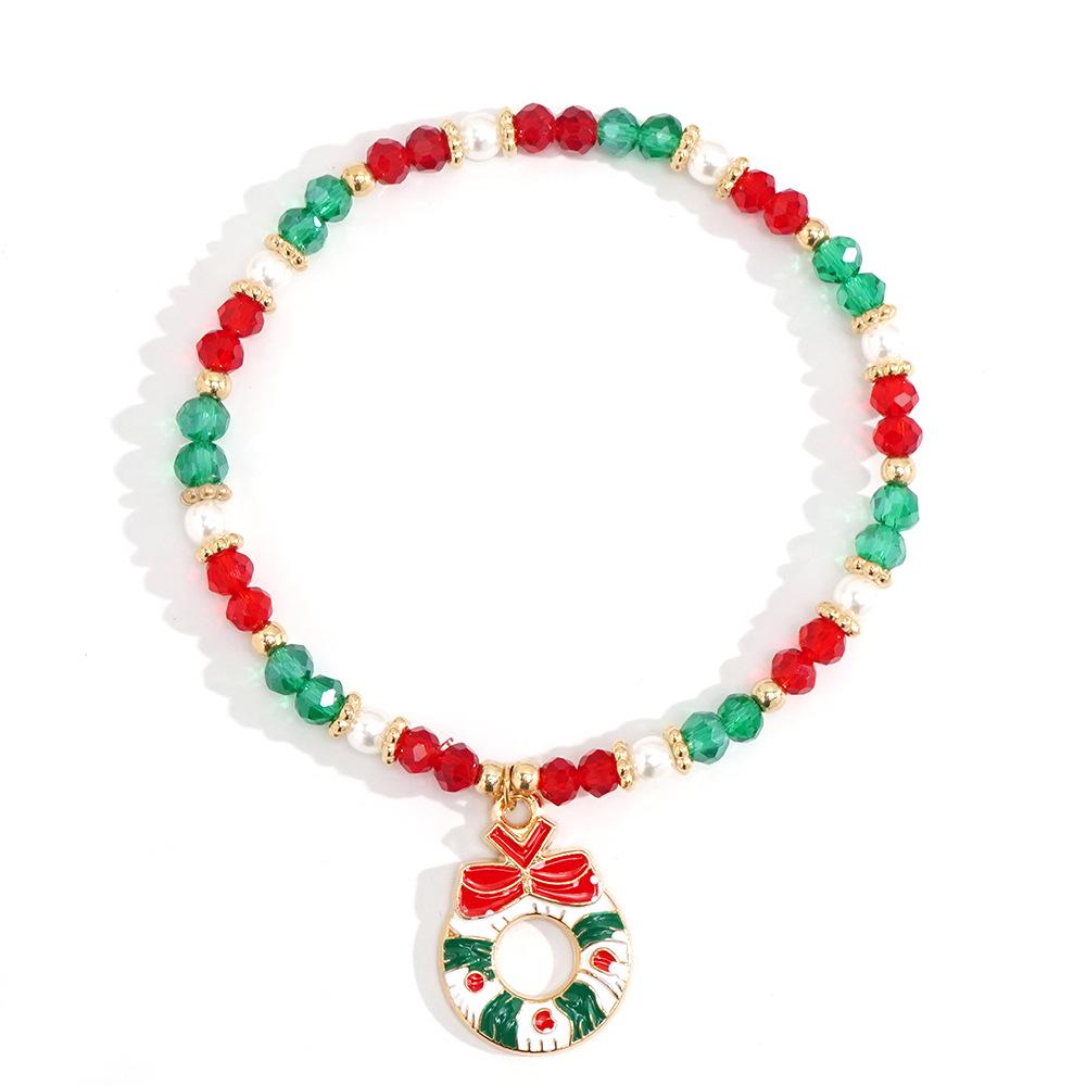 Christmas Crystal Beaded Bracelets with Santa and Snowman Charms - Holiday Gift Assortment
