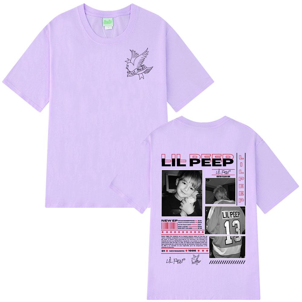 Rapper Lil Peep Crybaby Hellboy 2025 T-shirt Vintage Hip Hop T Shirt Men Women Clothing Cotton Oversized Short Sleeve T-Shirts