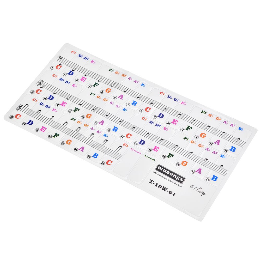 Piano Keys Sticker Set for 61 Keyboard Avtakbart for nybegynnere Transparent