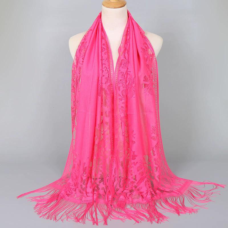Low Moq Ethnic Printing Tassels Lace Polyester Chiffon Scarf Sun Protection Shawl Travel Nice Women Fashion Dresses for Ladies