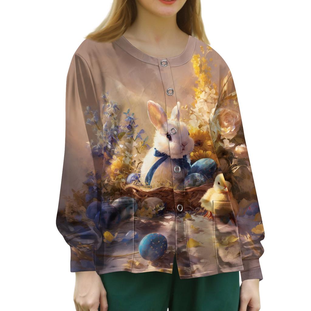 Women's Casual Long Sleeve Single Breasted Printed Dry- Top