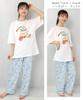 SAZAC Hangyodon Cotton Pajama Short Long and Top X Women's Set, Sleeves, Pants, T-Shirt, (White Sax/L/SAN1808)