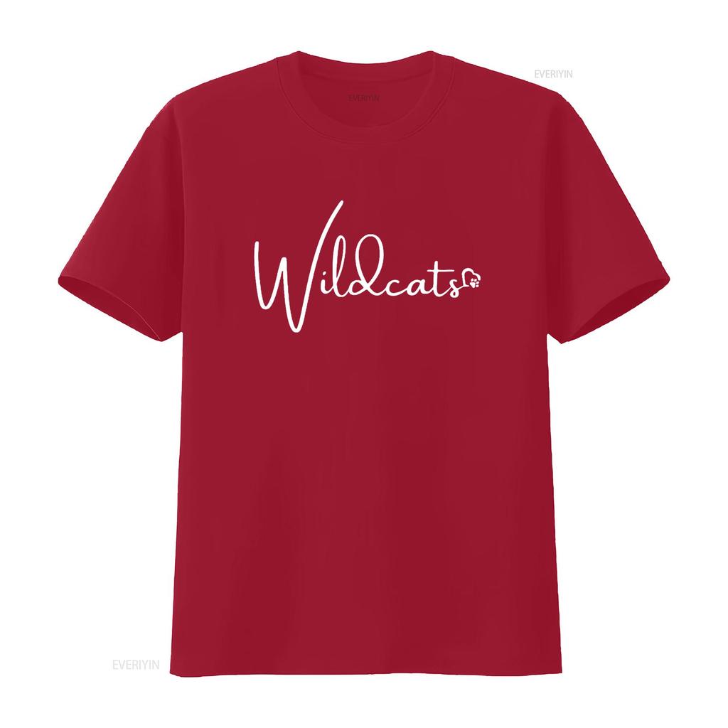 Mens Wildcats School Sports Fan Team Spirit Mascot Back To T Shirt vintage Washed Slightly Comfortable homme Unisex Breathable
