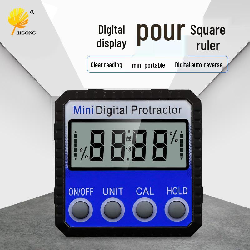 Blue Digital Inclinometer: Strong Magnetic Multi-Angle Mini Tilt Measuring Tool Digital Inclinometer - Blue - Default - 4*90°