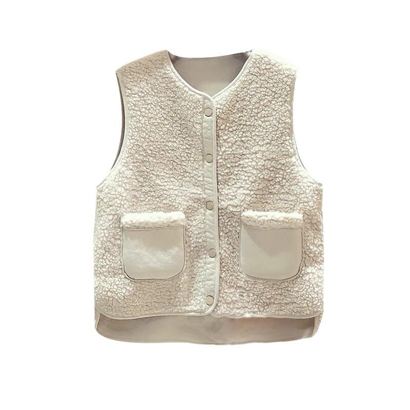 Vest Women's Autumn and Winter New Lamb Wool Vest Women's Versatile Short Vest Vest Jacket