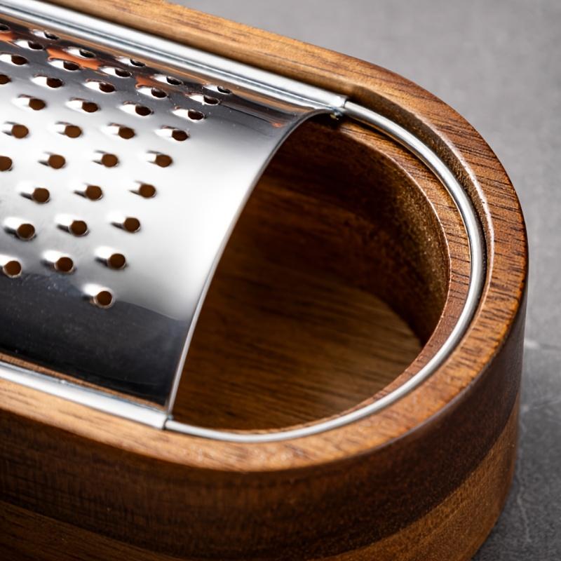 Wooden Stainless Steel Base Cheese Grater Cheese Vegetable and Fruit Shredder Garlic Paste Seasoning Household Kitchen Tools