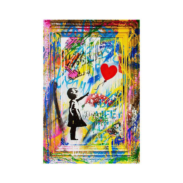 Banksy-pinturas en lienzo de globo con chica, arte callejero de Graffiti, nunca te rindas, arte de pared, carteles abstractos, imágenes, decoración del hogar
