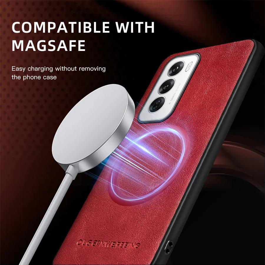 For OPPO Reno 12 12 Pro PU Leather Magnetic Ring Soft Edge Anti-Drop Anti-Fingerprint Phone Case