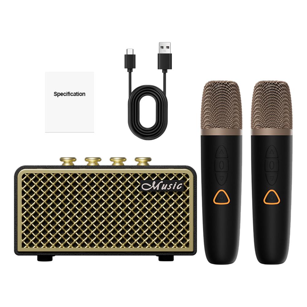 

Караоке-машина с беспроводными микрофонами, портативная BT-колонка, беспроводная караоке-колонка для дома, KTV, вечеринки по случаю дня рождения, праздничные подарки чёрный