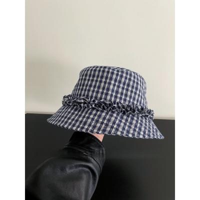 Literary And Artistic Freshness Lace Fisherman Hats Woman's New Model Plaid Trend Versatile And Fashionable Sun Visor Bucket Cap