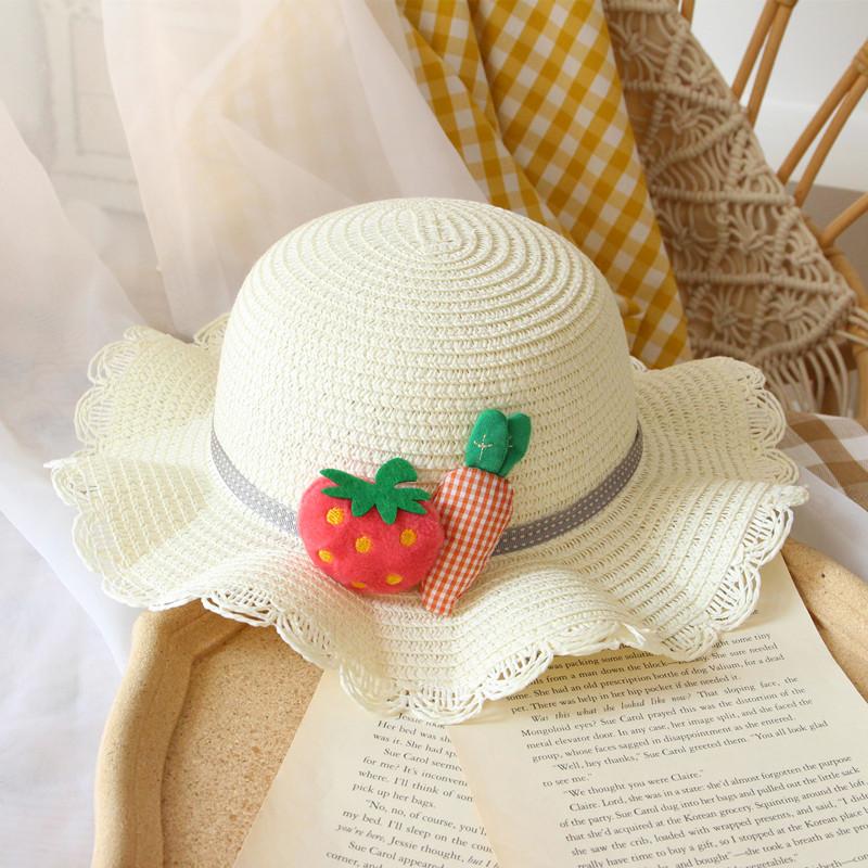 

Шляпы для девочек Детская соломенная шляпа Детская шляпа от солнца Широкополые пляжные шляпы белый