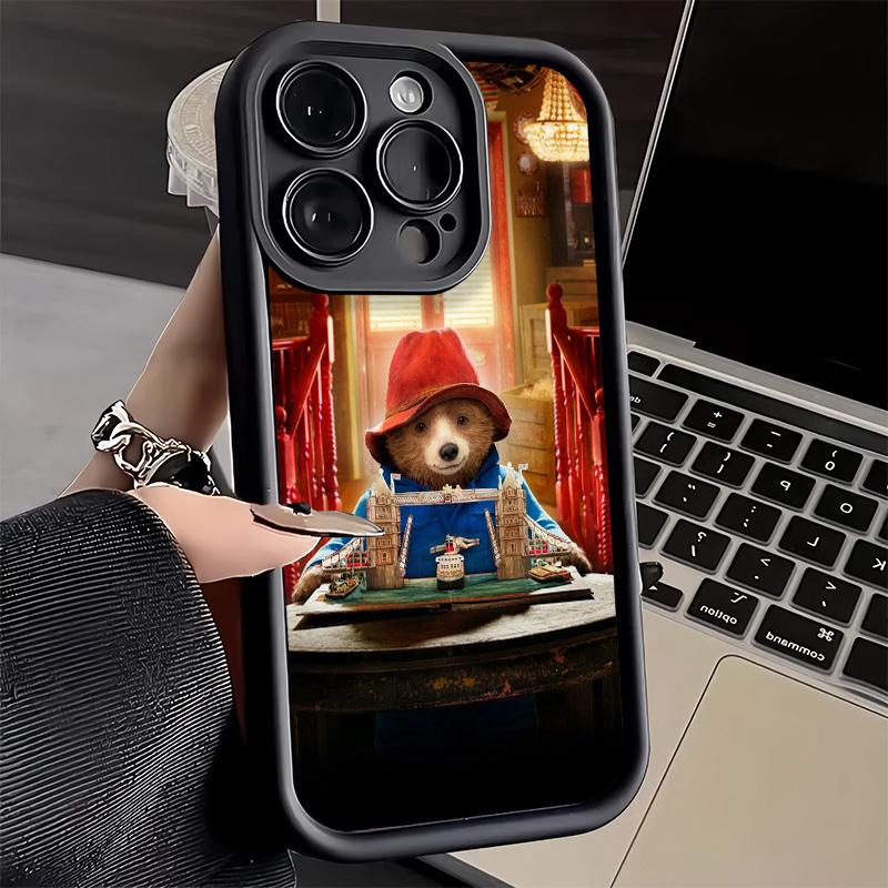 

Cute P-PaddingtonS Bear Phone Case for iPhone 16 17 Air 16E 15 Pro Max 14 Plus 13 12 Mini Capa Soft Shell Silicone Funda iPhone12Mini