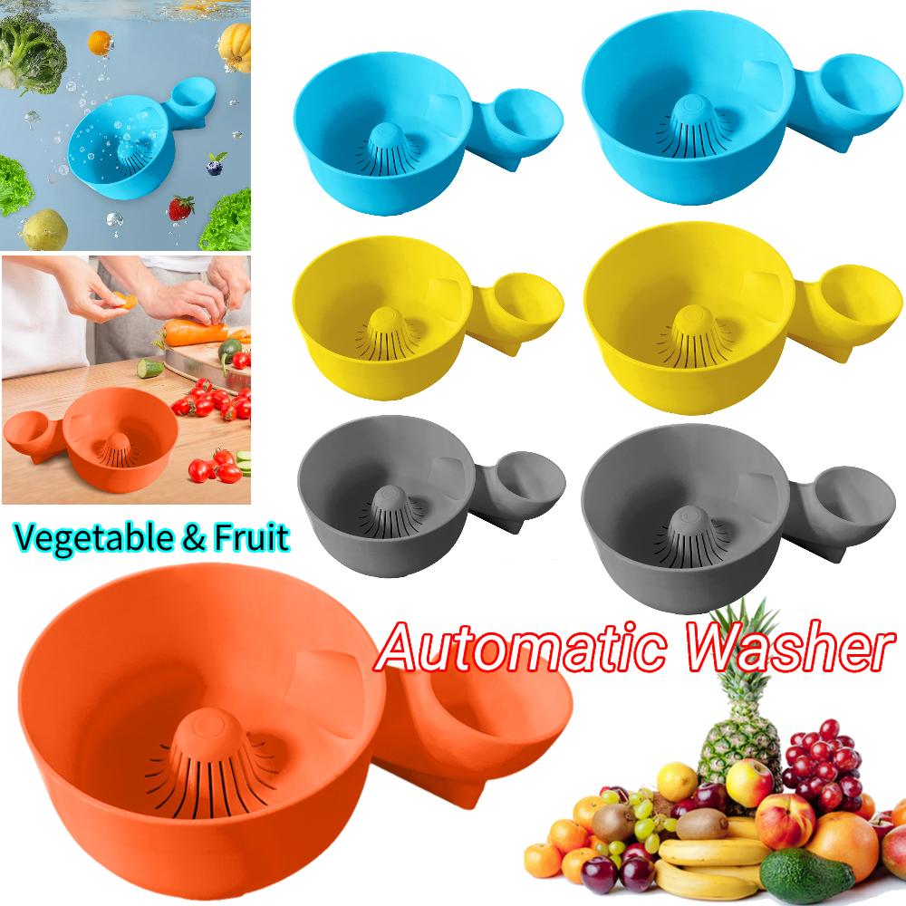 Automatic Vegetable Fruit Washer Portable Fruit Wash Bowl Washing Spinner BPA-free Cleaning Basket Home Kitchen Outdoor Picnic