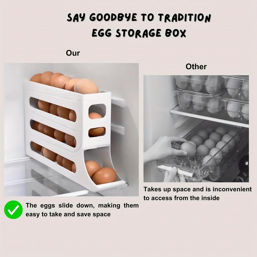 Automatic Rolling Egg Rack Space-Saving Refrigerator Side Door Egg Rack
