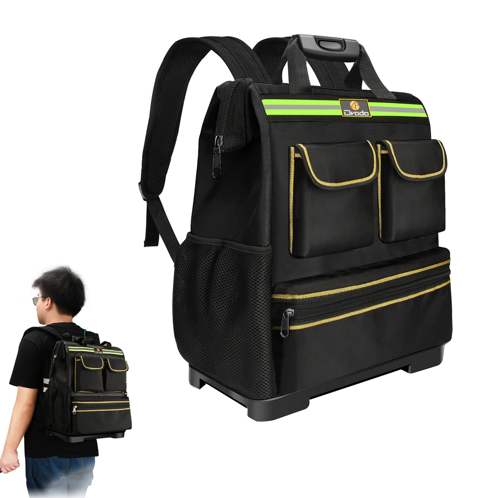 

Chisafly Tool Сумка для инструментов большой вместимости с отражающими полосами и дном для и улицы Черная сумка, Рюкзак, Панель, Столярное дело, Работа, Использование, чёрный