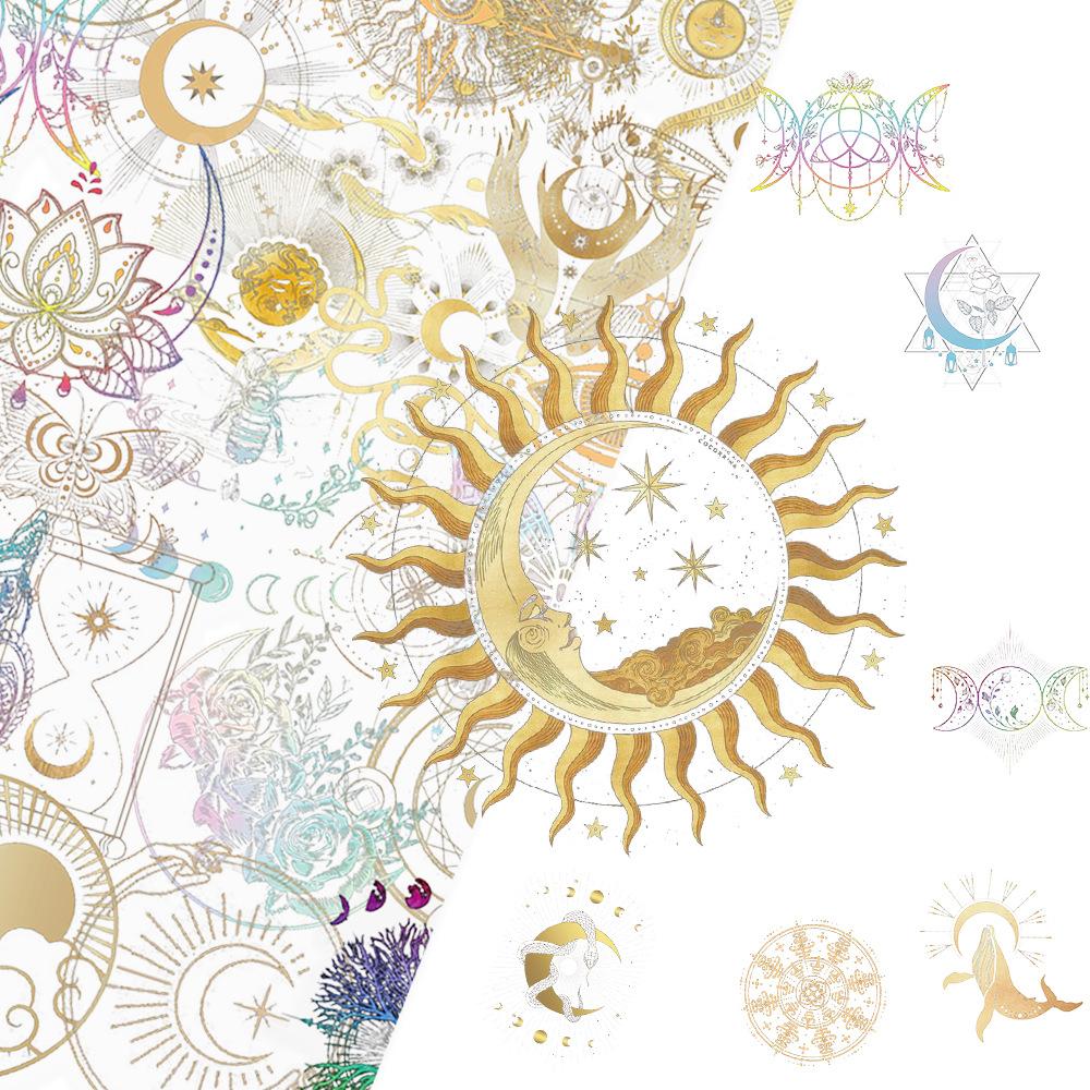 50CS Golden Celestial Body Aesthetics PET Transparent Stickers Graffiti Phone Guitar Laptop Suitcase Waterproof Sticker Kids Toy